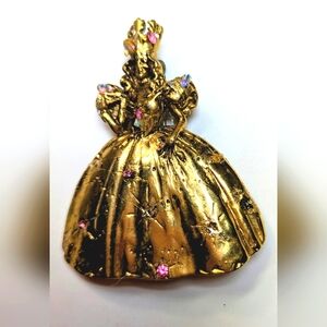 Wendy Gell Good Witch Of Oz Brooch Gold And Pink.